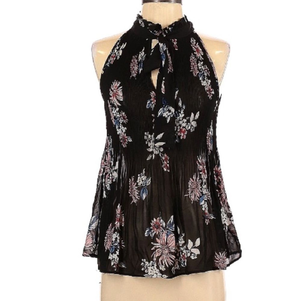 Free Press high neck sleeveless blouse, floral and flowy